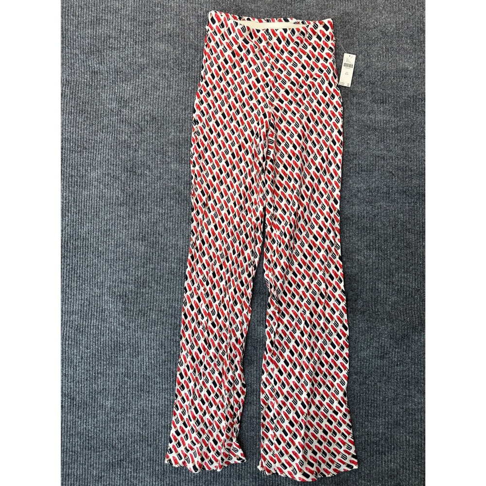 Anthropologie Lipstick Print Wide Leg Pants XXS Red Black Novelty Print